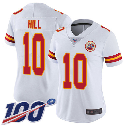 Women Kansas City Chiefs #10 Hill Tyreek White Vapor Untouchable Limited Player 100th Season Football Nike NFL Jersey->youth nfl jersey->Youth Jersey